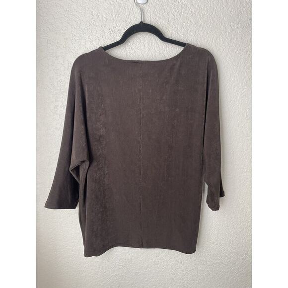 Chico's Travelers Womens Top Size 2 US 12/14 Brown Slinky Work Wear Pullover NEW - Picture 5 of 9